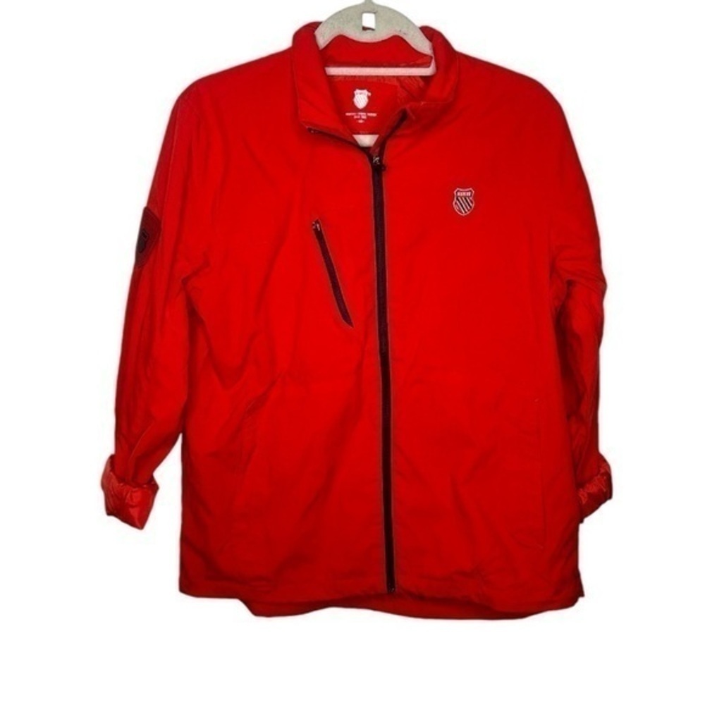Title: K-Swiss Men's Red Full-Zip Windbreaker Jacket